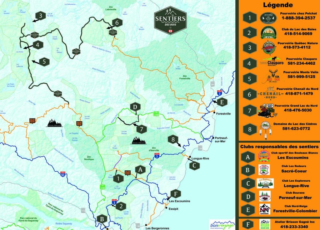 Carte sentiers de motoneige sentiers des bois 2026